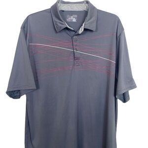 Under Armor XL Golf / Polo short sleeve shirt Gray with pink stripes